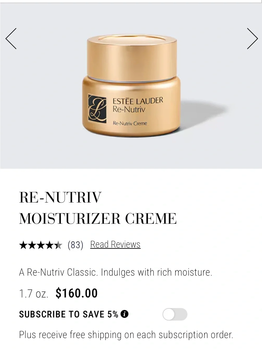 Estee Lauder Re-Nutriv Moisturizer - BRAND NEW!